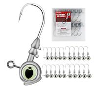 Probite Glow Eye Big-Eye Jig Head, 20pcs Jig Heads Fishing Hooks with Luminous Eyes, 4 Sizes Assorted, Sharp Hook for Soft Lures, Saltwater & Freshwater Fishing (Mixed Set)
