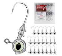 Probite Glow Eye Big-Eye Jig Head, 20pcs Jig Heads Fishing Hooks with Luminous Eyes, 4 Sizes Assorted, Sharp Hook for Soft Lures, Saltwater & Freshwater Fishing (3/32 oz)