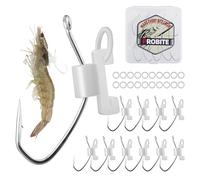 PROBITE Luminous Live Shrimp Hooks - Glow-in-The-Dark Offset Barbed Hooks with Silicone Bands, High-Carbon Steel Saltwater Shrimp Fishing Hooks, for Inshore & Night Fishing