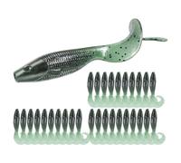 Probite SwirlFish Soft Baits: Curly - Tail Grubs with Multi - Color Design, Natural Swirl Action & Weedless Hook for Bass, Trout, Saltwater & Freshwater Fishing(Dark Green 30Pcs-3.54in)