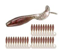 Probite SwirlFish Soft Baits: Curly - Tail Grubs with Multi - Color Design, Natural Swirl Action & Weedless Hook for Bass, Trout, Saltwater & Freshwater Fishing(Tawny 30Pcs-3.54in)