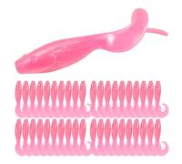 Probite SwirlFish Soft Baits: Curly - Tail Grubs with Multi - Color Design, Natural Swirl Action & Weedless Hook for Bass, Trout, Saltwater & Freshwater Fishing(Pink 40Pcs-2.76in)