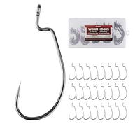 PROBITE Wide Belly Bent Fishing Hook - Pre-Rigged Fishing Hooks with Line & Hook Keeper for Bass, Trout, Catfish - Sizes #1 to #4/0 or Mixed 100PCS with Fishing Hook Covers