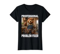 Problem Fixer Bear Plumber Dad Value Graphic T-Shirt, Women, Black, M