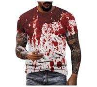 Problem Solved Blood Splash T-Shirt, Men's Halloween T-Shirt (Watermelon Red-2, XXL)