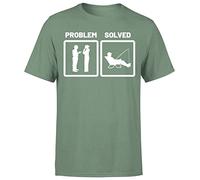 Problem Solved Fishing Mens T Shirt Cool Carp Fishing Fisherman Top#Or#P1#A Military Green L