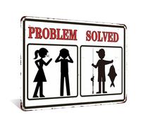 Problem Solved Fishing Retro Metal Tin Sign Weatherproof Metal Wall Art for Indoor Or Outdoor Decor Man Cave Bar Cabin Garage Home Decor Nostalgic Wall Decor 8x12 Inch (25151)