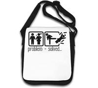 Problem Solved Funny Divorce Stick Figure Graphic Shoulder Bag White