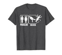 Problem-Solved Funny Humor Stick Man T-Shirt, Men, Dark Heather Grey, Small