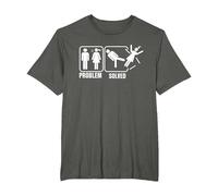 Problem-Solved Funny Humor Stick Man T-Shirt, Men's Big and Tall, Asphalt Grey, 3X Tall