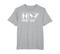 Problem-Solved Funny Humor Stick Man T-Shirt, Men's Big and Tall, Heather Grey, 2X Tall
