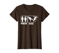 Problem-Solved Funny Humor Stick Man T-Shirt, Women, Brown, Medium