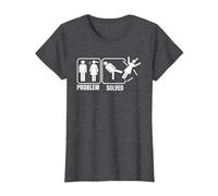 Problem-Solved Funny Humor Stick Man T-Shirt, Women, Dark Heather Grey, Large