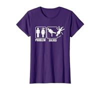 Problem-Solved Funny Humor Stick Man T-Shirt, Women, Purple, Large