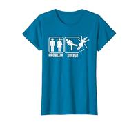 Problem-Solved Funny Humor Stick Man T-Shirt, Women, Sapphire Blue, X-Small