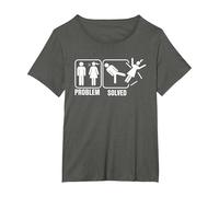 Problem-Solved Funny Humor Stick Man T-Shirt, Women's Plus, Asphalt Grey, 1X