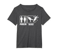 Problem-Solved Funny Humor Stick Man T-Shirt, Women's Plus, Dark Heather Grey, 6X