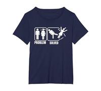 Problem-Solved Funny Humor Stick Man T-Shirt, Women's Plus, Navy Blue, 4X