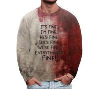 Problem Solved Halloween Sweatshirt Men Scary Mens Halloween Sweatshirt Blood Letter Print Halloween Costumrs Men Long Sleeve Red Pullover (Z03-Red #2, XL)