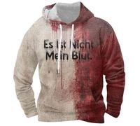 Problem Solved Hoodie Halloween Hoodie Men's Pullover Blood Stain Halloween Casual Hoody Men Blood Splash Pattern Hooded Jacket Sweatshirt Horror Printed Hooded Shirt, A_beige, M