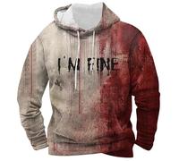 Problem Solved I'M Fine Bloody Drawstring Pocket Sweatshirt Men's Hooded Pullovers - Hip Hop Men's & Women's Horror Horror Jumper