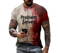 Problem Solved I'm Fine Bloody Halloween Shirt,Funny Sarcastic T-Shirt for Men & Women,Dark Humor Graphic Tee,Spooky Horror Costume Party Top,Humorous Gift Sand
