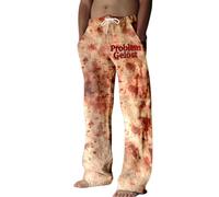 Problem Solved Jogging Bottoms, Men's Halloween Costume, Horror Blood Stains, Gothic Jogging Bottoms, Baggy Pyjamas, Streetwear, Elastic Autumn Winter Training Trousers with Drawstring, Leisure