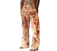 Problem Solved Jogging Bottoms, Men's Halloween Costume, Horror Blood Stains, Gothic Jogging Bottoms, Baggy Pyjamas, Streetwear, Elastic Autumn Winter Training Trousers with Drawstring, Leisure