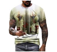 Problem Solved Men's Blood Stain T-Shirt - 'I'm Fine' Short Sleeve Halloween T-Shirt (Khaki-2, L)