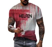 Problem Solved Men's Funny Halloween T-Shirt with Blood Splashes, Bloody T-Shirts, Crew Neck, Horror Bloody T-Shirt with Blood Injury, Short Sleeve Tops, Casual Tee Shirts Top, Red (watermelon red