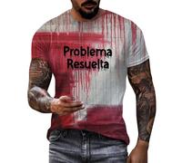 Problem Solved Men's Funny Halloween T-Shirt with Blood Splashes, Bloody T-Shirts, Crew Neck, Horror Bloody T-Shirt with Blood Injury, Short Sleeve Sports Shirt, Fashion Tee Shirts Top