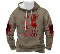 Problem Solved Men's Halloween Hoodie - I'M Fine Bloody Hooded Drawstring Pocket Sweatshirt - Hip Hop Pullovers Casual Horror Jumper for Men/Women