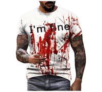 Problem Solved Men's Halloween T-Shirt - Blood Splash, Short Sleeve (White-2, M)