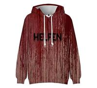 Problem Solved Men's Hooded Sweatshirt, Halloween Hoodie, Men's Scary, Bloody Hoodie, Blood Splash with I'm OK Letter Print, Horror Bloody Pullover, Long Sleeve Plus Size Hoodie, Red (watermelon red