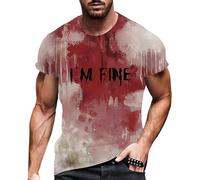 Problem Solved Men's Horror T-Shirt, Halloween T-Shirt with Blood Splashes, Bloody T-Shirts, Crew Neck, Scary T-Shirt with Blood Injury, Short Sleeve Tops, Casual Tee Shirts Top, red, S