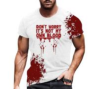 Problem Solved Men's Scary Halloween T-Shirt with Blood Splashes, Bloody Tshirts with Bloody Hands, White, Crew Neck T-Shirt, Horror Bloody, Short Sleeve Tops, Casual Tee Shirts Top, Red (watermelon