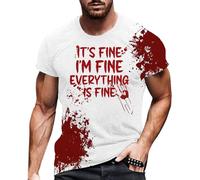 Problem Solved Men's Scary Halloween T-Shirt with Blood Splashes, Bloody Tshirts with Bloody Hands, White, Crew Neck T-Shirt, Horror Bloody, Short Sleeve Sports Shirt, Fashion Tee Shirts Top