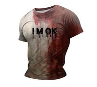 Problem Solved Men's T-Shirt - I'm Fine, Blood Stain, Short Sleeve - Halloween - Blue #2, XXXL