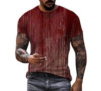 Problem Solved Men's T-Shirt, Plus Size, Halloween T-Shirt Men with Blood Splashes, Bloody T-Shirts, Crew Neck, Horror Bloody T-Shirt with Bloody Print, Short Sleeve Tops, Casual Tee Shirts Top, beige