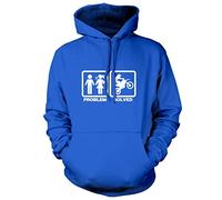 Problem Solved Motocross Motorcycle Funny Mens Womens Ladies Unisex Hoodie-X-Large-Royal