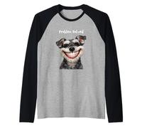 Problem Solved SAYS Schnauzer Dog with Huge GRIN Big Teeth Raglan Baseball Tee