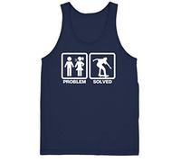 Problem Solved Skateboarding Skater Funny Mens Vest Gym Tank Top-X-Large-Navy