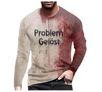 Problem Solved Sweatshirt Men's Plus Size, Halloween Pullover Men with Blood Splash, Bloody Long Sleeve Shirt, Scary with Letter Print, Without Hood, Sports Shirt, Long Sleeve Horror Bloody T-Shirt