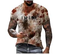 Problem Solved T Shirt Man Halloween Costume Man Bloody Horror Costume Halloween Man Bloody Tee Shirt Costume Halloween Blood Top Man Costume Zombie Scary Blood, #09-Rose Gold, XXL