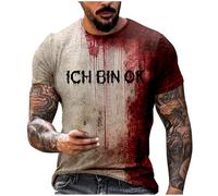 Problem Solved T-Shirt Men's Halloween Crew Neck Pullover Blood Splash Pattern Short Sleeve Shirt Bloody Horror Summer Shirt Comfortable Breathable Men's Shirt Carnival Costume Slim Fit, Brick Red