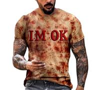 Problem Solved T-Shirt Men's Halloween Crew Neck Short Sleeve Shirt Blood Splash Pattern Pullover Bloody Horror Lightweight Casual Shirt Comfortable Fashionable Men's Shirt Carnival Costume Slim Fit