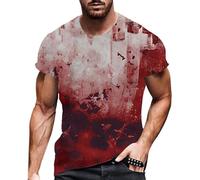 Problem Solved T-Shirt Men's Horror Halloween T-Shirt with Blood Splashes Bloody T-Shirts Crew Neck Scary Sports Shirt with Blood Injury Bloody Short Sleeve Tops Casual Tee Shirts Tops