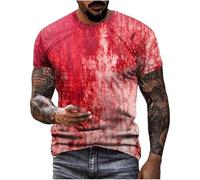 Problem Solved T-Shirt Men's Plus Size Halloween T-Shirt with Blood Splashes Blood T-Shirts Crew Neck Scary Sports Shirt with Bloody Hands Horror Bloody Short Sleeve Tops Casual Tee Shirts Tops