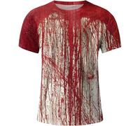 Problem Solved T-Shirt Men's Plus Size Halloween T-Shirt with Blood Splashes Blood T-Shirts Crew Neck Scary Sports Shirt with Bloody Hands Horror Bloody Short Sleeve Tops Casual Tee Shirts Tops