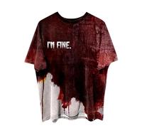 Problem Solved T-Shirt Men's Plus Size Halloween T-Shirt with Blood Splashes Bloody T-Shirts Scary Horror Bloody with Blood Injury Short Sleeve Tops Fashion Tee Shirts Tunic Tops